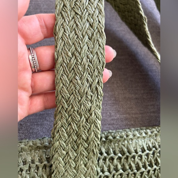 NWOT Green Straw Tote Bag - Picture 6 of 7